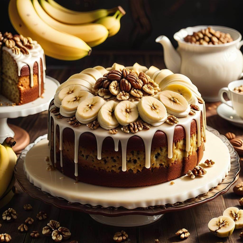Ciasto bananowe z orzechami włoskimi na deser