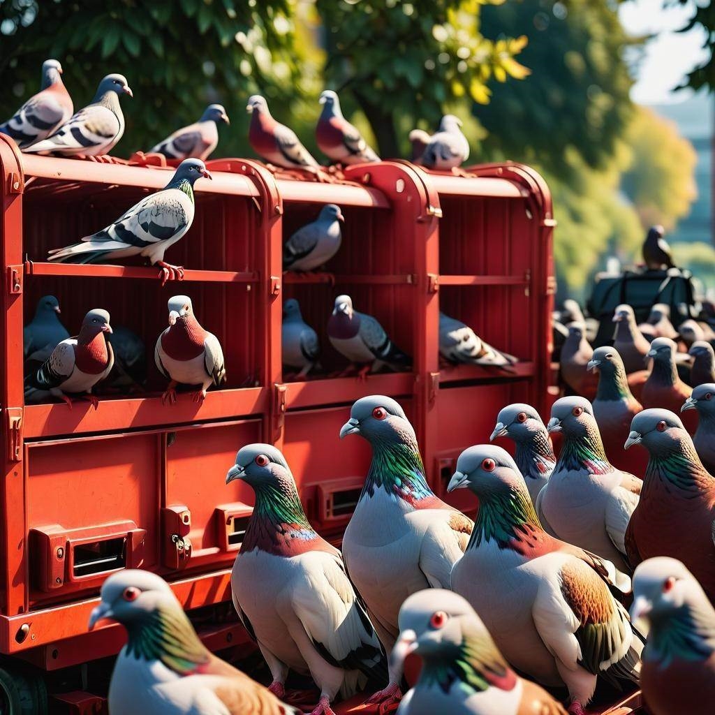 Działki hodowli czerwonych gołębi pocztowych