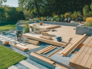 Proces montażu tarasu w ogrodzie